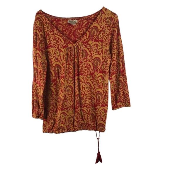 Lucky Brand Women's red & tan top size Small - Picture 1 of 5